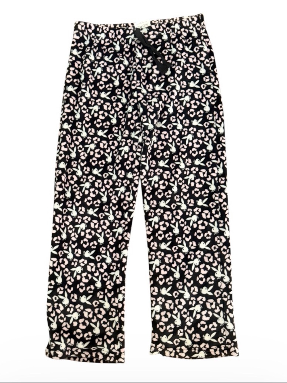 PLAYBOY Pajama Pants with Pink & White Bunny Prints Preowned sz L